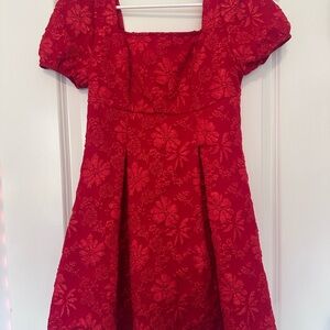 Red Floral Lace Formal Dress